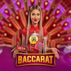 Mega Baccarat slot logo by Pragmatic Play at PlayMojo Casino